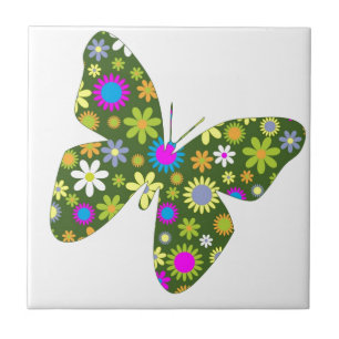 Beautiful Aziza Butterfly Wing Whimsy Blossoms Tile