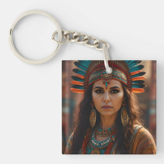 Beautiful Aztec woman Key Ring