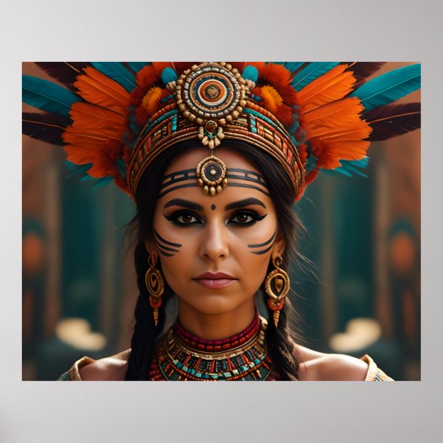 Beautiful Aztec woman portrait Poster (Front)