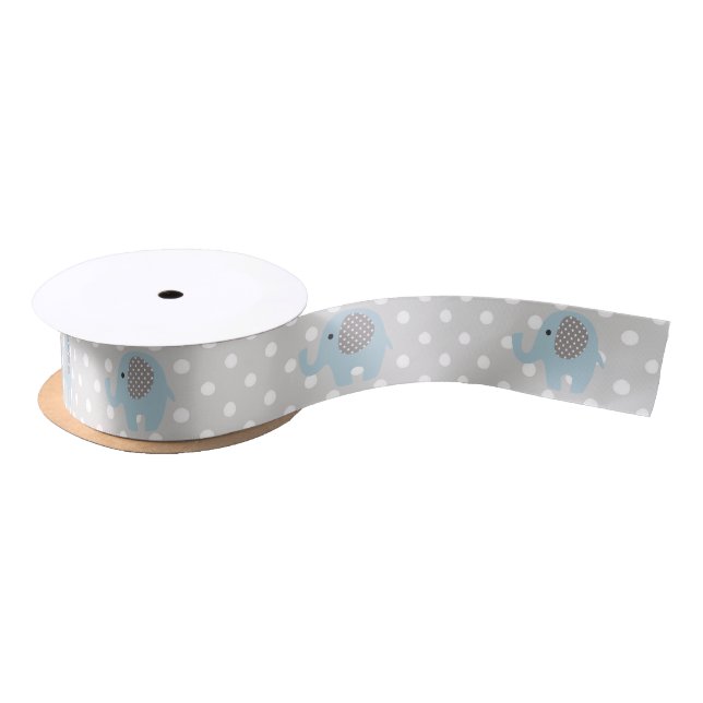 Beautiful Baby Blue Elephant Satin Ribbon (Spool)
