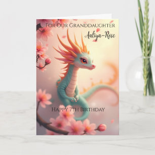 Beautiful Baby Dragon Granddaughter 7th Birthday Card
