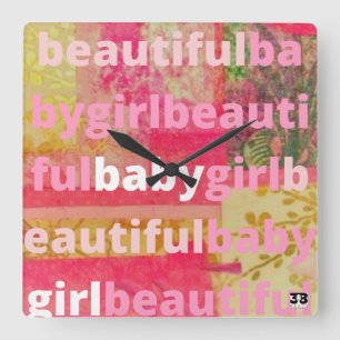 Beautiful Baby Girl Collection Square Wall Clock