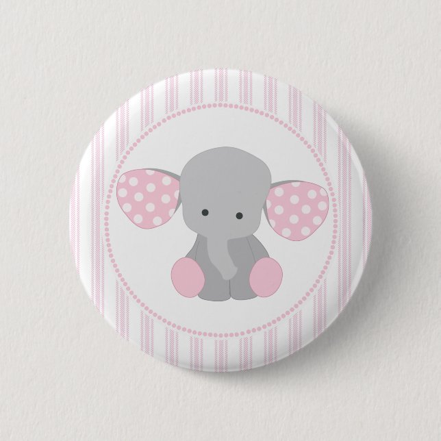 Beautiful Baby Girl Pink Elephant 6 Cm Round Badge (Front)