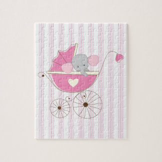 Beautiful Baby Girl Pink Elephant Jigsaw Puzzle