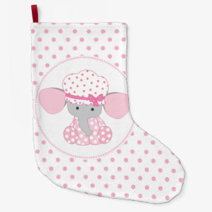 Beautiful Baby Girl Pink Elephant Large Christmas Stocking