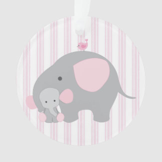 Beautiful Baby Girl Pink Elephant Ornament