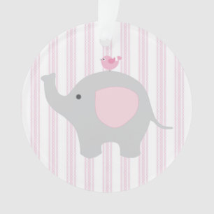 Beautiful Baby Girl Pink Elephant Ornament