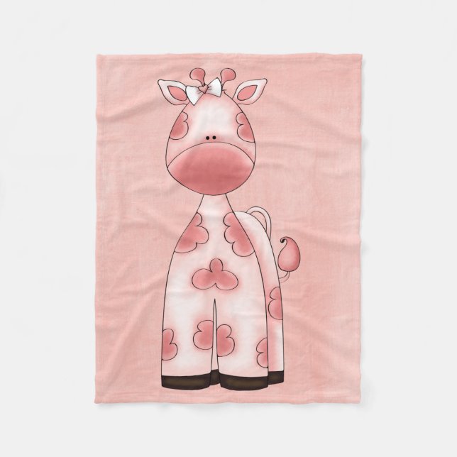Beautiful Baby Girl Pink Giraffe Fleece Blanket (Front)