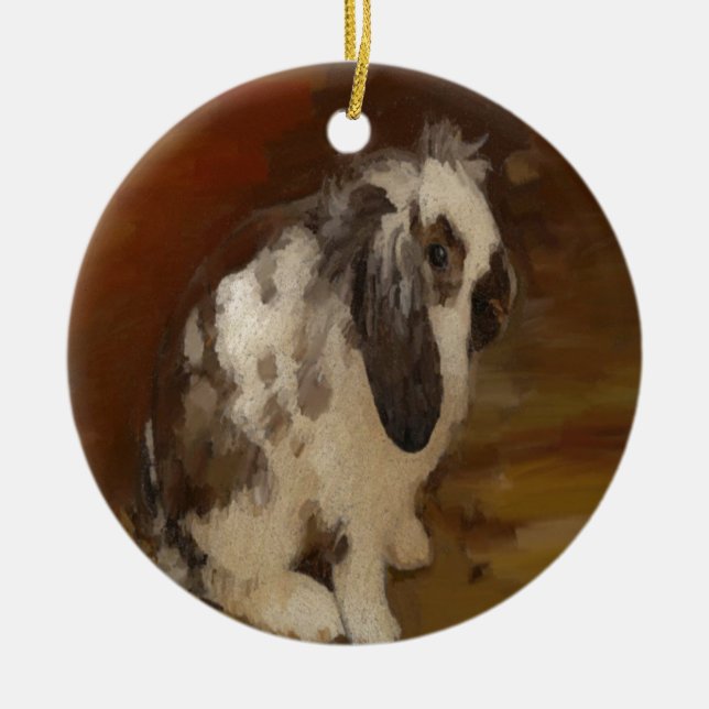 Beautiful Baby Lop Eared Rabbit/Kit Ceramic Tree D Decoration (Front)