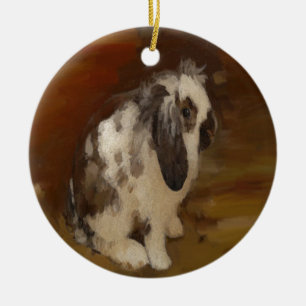 Beautiful Baby Lop Eared Rabbit/Kit Ceramic Tree Decoration