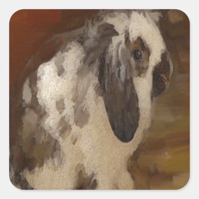 Beautiful Baby Lop Eared Rabbit/Kit Square Sticker (Front)