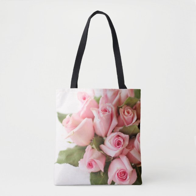 Beautiful Baby Pink Bunch of Roses Tote Bag (Front)