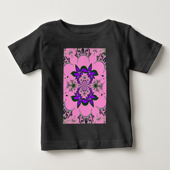 Beautiful Baby Pink Floral Purple Shade Motif Art  Baby T-Shirt (Front)