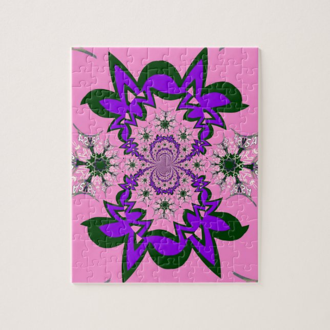Beautiful baby pink floral purple shade motif mono jigsaw puzzle (Vertical)