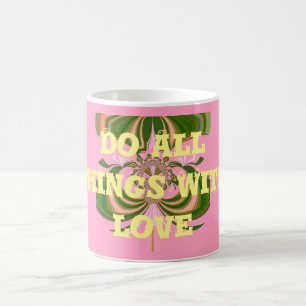 Beautiful baby pink green and white Kaleidoscope Coffee Mug