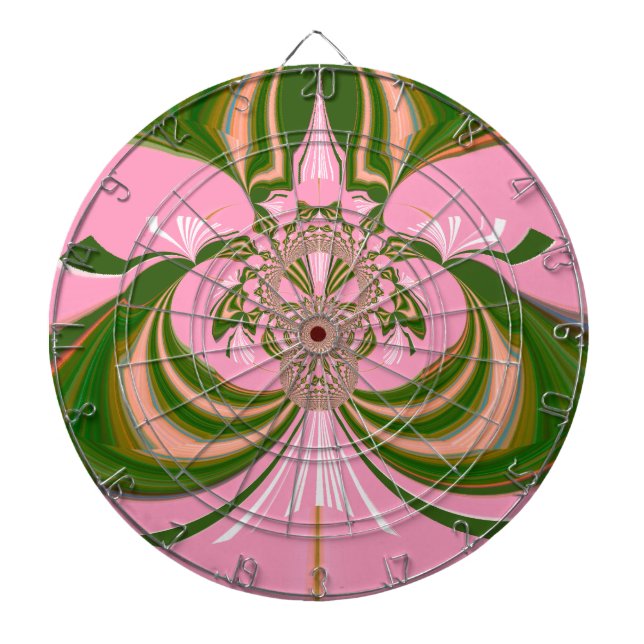 Beautiful baby pink green and white  Kaleidoscope  Dartboard (Front)