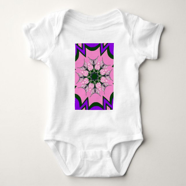 Beautiful baby pink purple shade motif monogram de baby bodysuit (Front)