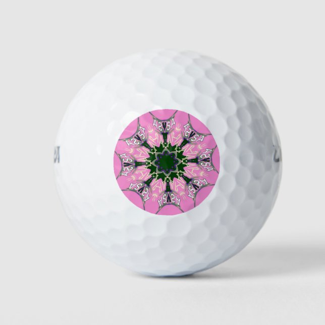 Beautiful baby pink  purple shade motif monogram golf balls (Front)
