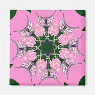 Beautiful baby pink purple shade motif monogram magnet
