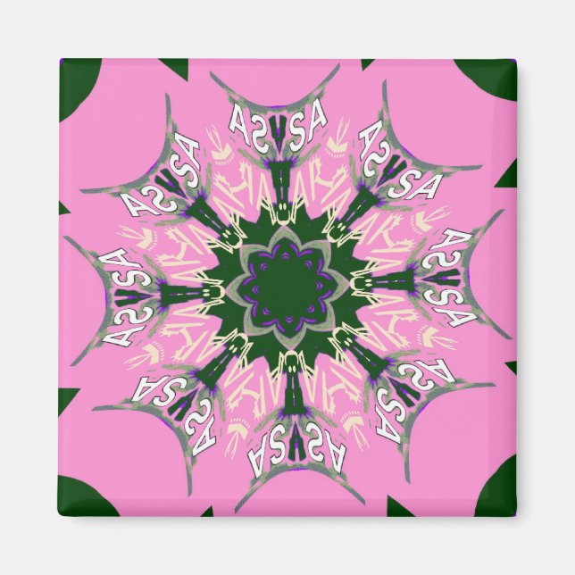 Beautiful baby pink  purple shade motif monogram magnet (Front)