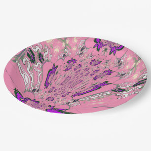 Beautiful baby pink  purple shade motif monogram paper plate