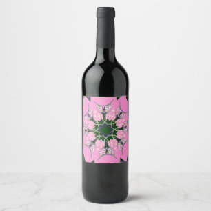 Beautiful baby pink purple shade motif monogram wine label