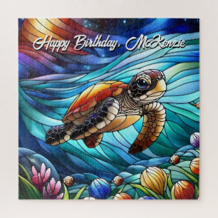 Beautiful Baby Sea Turtle In Colourful Sea Jigsaw Puzzle