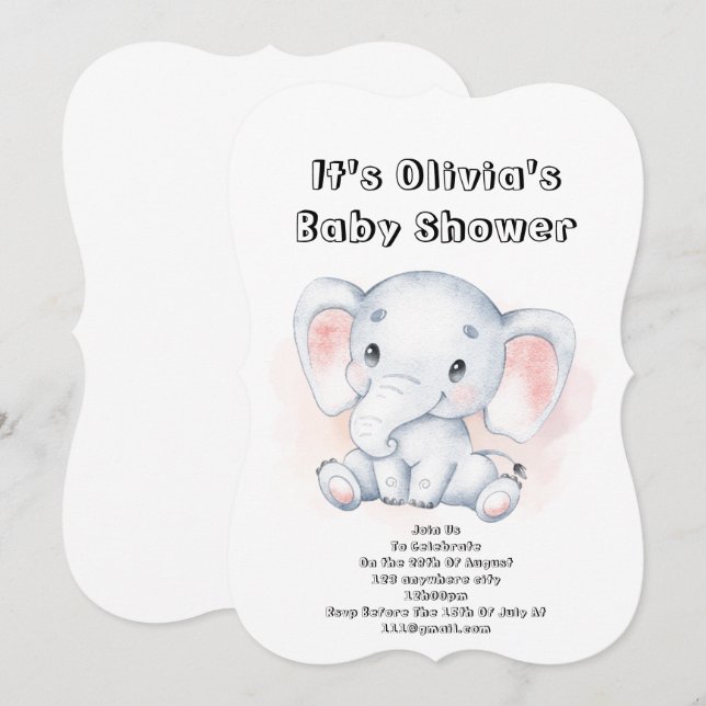 beautiful baby shower invitation for baby girl (Front/Back)