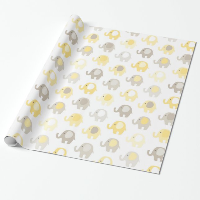 Beautiful Baby Yellow Elephant Wrapping Paper (Unrolled)