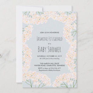 Beautiful Baby's Breath Floral Baby Shower Invitation