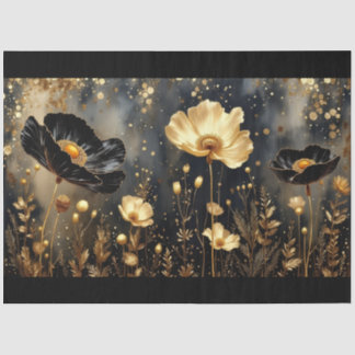 Beautiful Back and white Poppy flowers Tissue Paper