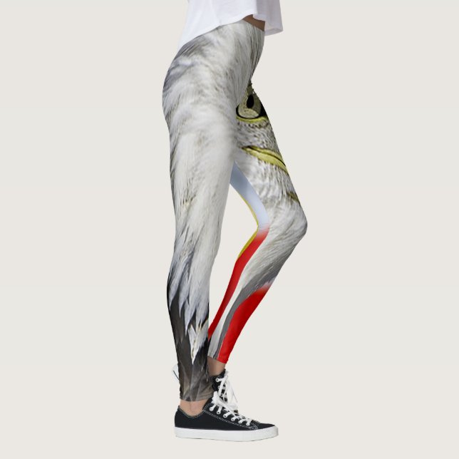 Beautiful Bald Eagle head  and a American flag 1 Leggings (Right)