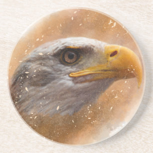 Beautiful Bald Eagle Watercolor Painting Coaster