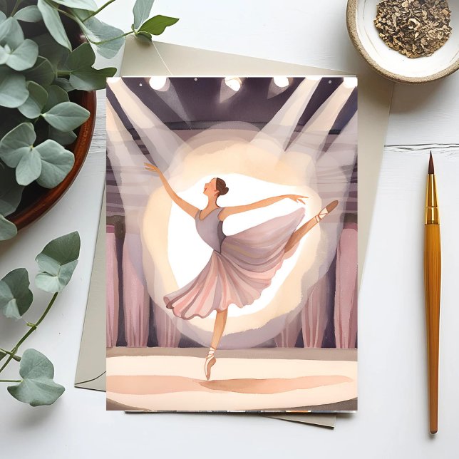 Beautiful Ballerina | Ballet Arts Dance Watercolor Postcard (Creator Uploaded)