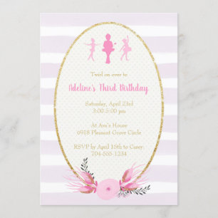 Beautiful Ballerina Birthday Party Invitation