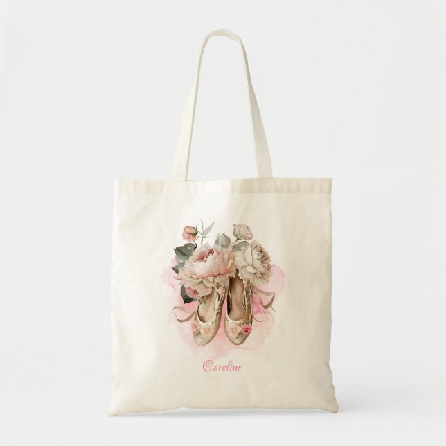 Beautiful Ballerina Dancer Pink Watercolor  Tote Bag (Front)