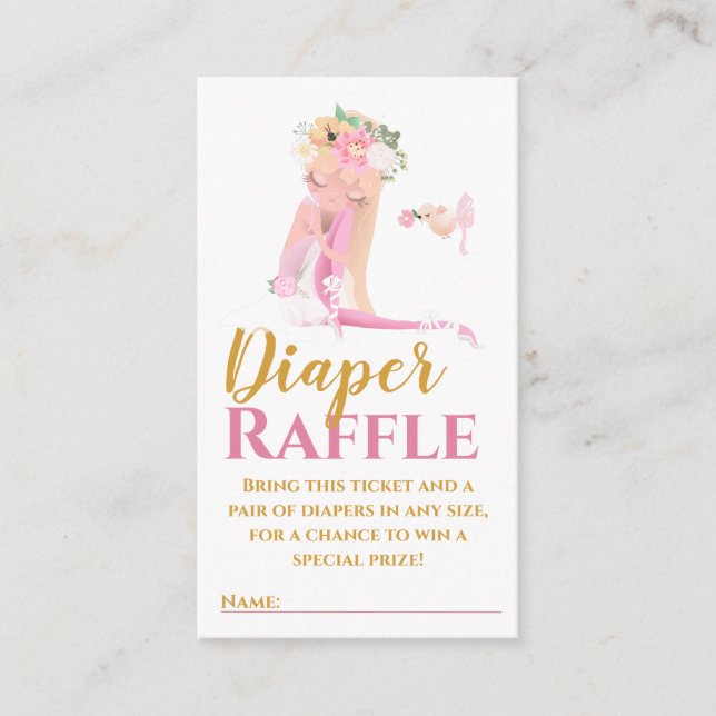 Beautiful Ballerina Diaper Raffle Ticket  Enclosur Enclosure Card (Front)