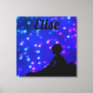 Beautiful Ballerina with Floating Hearts Canvas Print