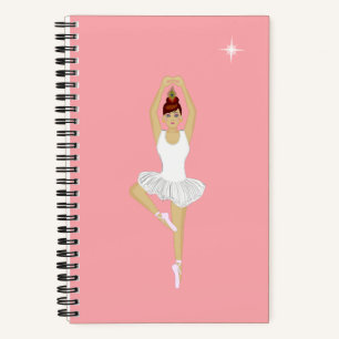 Beautiful Ballet Dancer on Pink Notebook