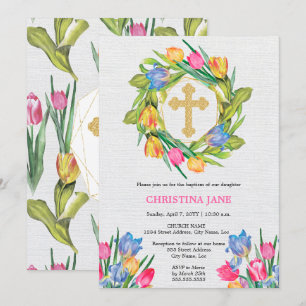 Beautiful Baptism Floral Invitation