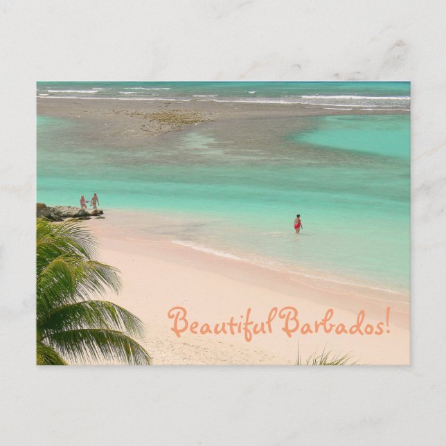 BEAUTIFUL BARBADOS"/GORGEOUS BEACH & AQUA WATER POSTCARD (Front)