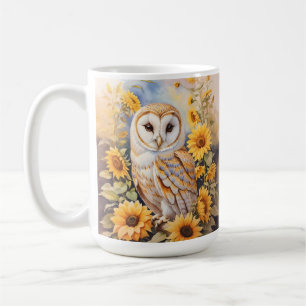 Beautiful Barn Owl And Sunflowers Coffee Mug