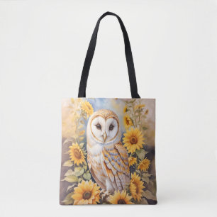 Beautiful Barn Owl And Sunflowers Tote Bag