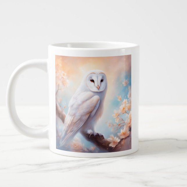 Beautiful Barn Owl Flowers  Large Coffee Mug (Left)