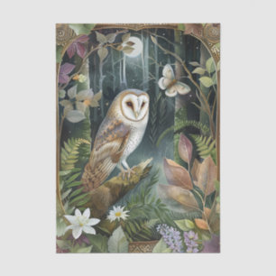 Beautiful Barn Owl in the Moonlight Illustration Tissue Paper