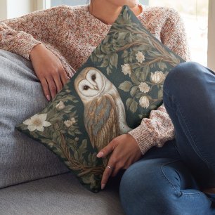 Beautiful Barn Owl William Morris Inspired Decorative Cushion