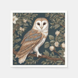 Beautiful Barn Owl William Morris Inspired Napkin