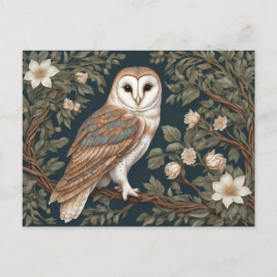 Beautiful Barn Owl William Morris Inspired Postcard