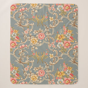 Beautiful Baroque Ornament style border design han Sherpa Blanket