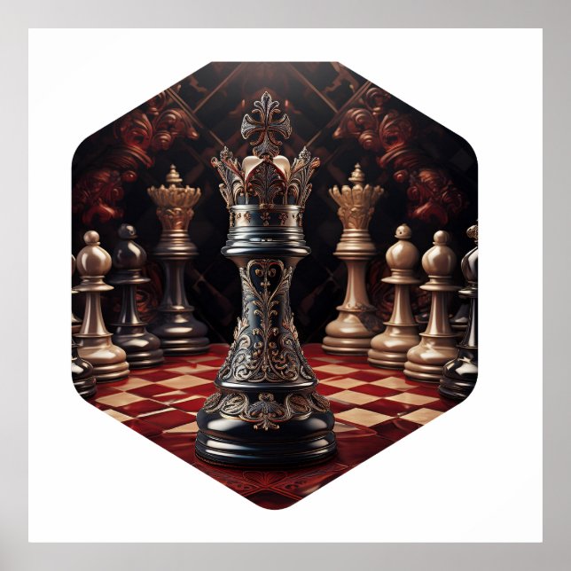 Beautiful Baroque Styled Chess Piece - The Queen Poster (Front)